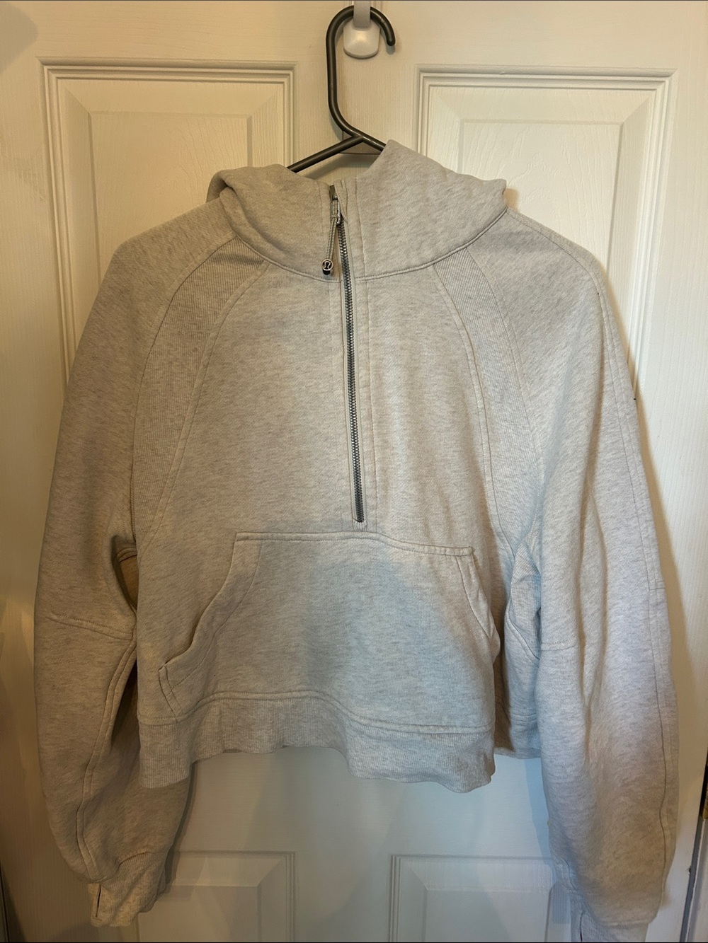 lululemon athletica Light Gray Half-Zip Cropped Hoodie